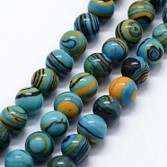 Synthetic Malachite Beads Strands, Dyed, Round, Sky Blue, 10mm, Hole: 1mm, about 38pcs/strand,  14.96 inch(38cm)(G-I199-32-10mm-E)