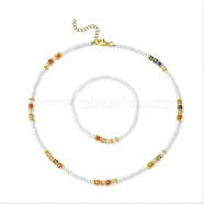 Glass Seed Beaded Necklace & Stretch Bracelet, Jewelry Set for Women, Colorful, 17-3/4 inch(45cm), 2-1/8 inch(5.4cm)(SJEW-JS01285)