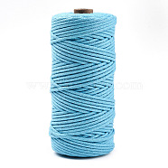 Cotton String Threads, Macrame Cord, Decorative String Threads, for DIY Crafts, Gift Wrapping and Jewelry Making, Light Sky Blue, 3mm, about 109.36 Yards(100m)/Roll.(OCOR-T001-02-22)