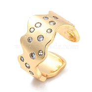 Real 14K Gold Plated Brass with Cubic Zirconia Cuff Earrings, Long-Lasting Plated, Twist, 14.5x14.5x7.5mm(EJEW-M232-01G-G)