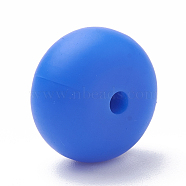 Food Grade Eco-Friendly Silicone Beads, Chewing Beads For Teethers, DIY Nursing Necklaces Making, Rondelle, Medium Blue, 14x8mm, Hole: 3mm(SIL-Q001B-34)