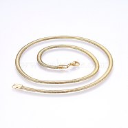 304 Stainless Steel Herringbone Chain Necklaces, with Lobster Claw Clasps, Golden, 19.7 inch(50cm), 4mm(NJEW-F227-07G-03)