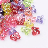 Transparent Acrylic Beads, Metal Enlaced,  Butterfly, Mixed Color, about 9mm long, 11mm wide, 4mm thick, hole:1.5mm, 2200pcs/500g(PB21P9204)