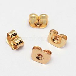 Grade AAA Brass Ear Nuts, Friction Earring Backs for Stud Earrings, Cadmium Free & Nickel Free & Lead Free, Real 18K Gold Plated, 5x3x3mm, Hole: 1mm(X-KK-O093-30-NR)