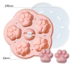 DIY Food Grade Silicone Molds, For DIY Cake Bakeware, Paw Print, 146x33mm(PW-WG65758-01)