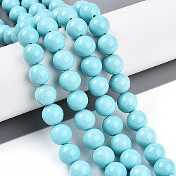 Synthetic Turquoise Beads Strands, Round, Cyan, 10mm, Hole: 1.2mm, about 39~40pcs/strand, 15.75~15.94 inch(40~40.5cm)(G-A255-A04-03B)