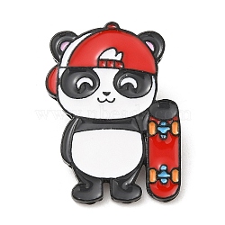 Panda Enamel Pins, Electrophoresis Black Plated Alloy Brooch, Hat, 30x22.5x1.5mm(JEWB-I024-01D)