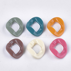 Opaque Acrylic Linking Rings, Quick Link Connectors, For Curb Chains Making, Twist, Mixed Color, 38.5x32x10mm, Inner Measure: 21x18mm(OACR-T011-51)