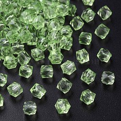 Transparent Acrylic Beads, Faceted, Square, Light Green, 5.5x5.5x5.5mm, Hole: 1.8mm, about 4485pcs/500g(MACR-S373-112A-B10)