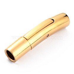 Ion Plating(IP) 316 Surgical Stainless Steel Bayonet Clasps, Column, Real 18K Gold Plated, 28~30x6x6.5mm, Inner Diameter: 4mm(STAS-G241-10G)