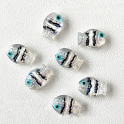 Handmade Lampwork Beads, Fish, Turquoise, 14x10mm(PW-WG950BB-01)