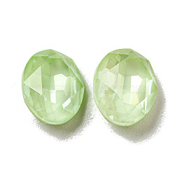 Glass Rhinestone Cabochons, Point Back & Back Plated, Faceted, Oval, Chrysolite, 10x8x5mm(RGLA-G021-02C-238DE)