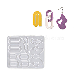 DIY Irregular Shape Pendant Silicone Molds, Resin Casting Molds, for UV Resin, Epoxy Resin Jewelry Making, White, 128x146x5mm, Inner Diameter: 37~64x18~39mm(DIY-F134-08C)