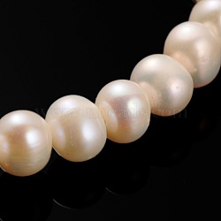 Natural Cultured Freshwater Pearl Beads Strands, Round, PeachPuff, 7~8mm, Hole: 0.8mm, about 57pcs/strand, 15.16 inch(PEAR-E002-06-01)