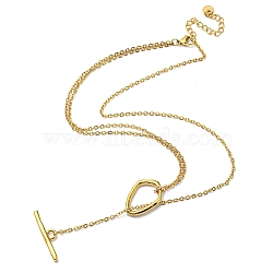 Ion Plating(IP) 304 Stainless Steel Lariat Necklaces for Women, Cable Chains with Toggle Clasps, Real 14K Gold Plated, 18.50 inch(47cm)(NJEW-K259-06G)