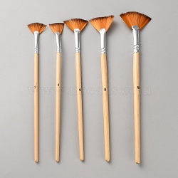 5Pcs 5 Styles Sector Fan Painting Brush, Nylon Hair Brushes with Wooden Handle, for Watercolor Painting Artist Professional Painting, Moccasin, 188~204x22~45x5~7.5mm, 1pc/style(AJEW-WH20022-76)