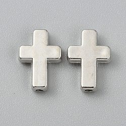 CCB Plastic Beads, Cross, Platinum, 13x9x3mm, Hole: 1.5mm(CCB-WH0011-01)