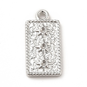304 Stainless Steel Pendants, Rectangle with Sun, Stainless Steel Color, 20.5x10x2mm, Hole: 1.6mm