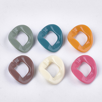 Opaque Acrylic Linking Rings, Quick Link Connectors, For Curb Chains Making, Twist, Mixed Color, 38.5x32x10mm, Inner Measure: 21x18mm