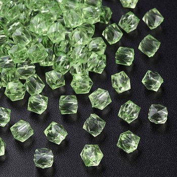 Transparent Acrylic Beads, Faceted, Square, Light Green, 5.5x5.5x5.5mm, Hole: 1.8mm, about 4485pcs/500g
