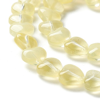 Transparent Glass Beads Strand, Heart, Champagne Yellow, 7.5~8.5x8~8.5x4~4.5mm, Hole: 1mm, about 44~45pcs/strand, 12.56~12.87 inch(31.9~32.7cm)