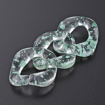 Transparent Acrylic Linking Rings, Quick Link Connectors, for Curb Chains Making, Twist Oval, Aquamarine, 31x29x7mm, Inner Diameter: 11x17mm
