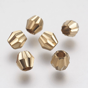 Faceted Brass Beads, Bicone, Raw(Unplated), 4x4mm, Hole: 2mm