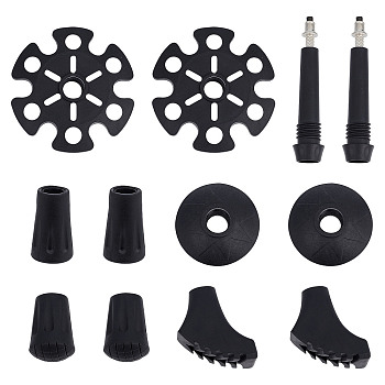 12Pcs 6 Styles Rubber Trekking Poles Accessories, Crutch Replacement Parts, Black, 34.6~86x19~83x19~24mm, 2pcs/style