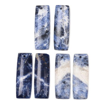 Natural Sodalite Pendants, Rectangle Charms, 38~40x13~13.5x4~5mm, Hole: 1.2mm