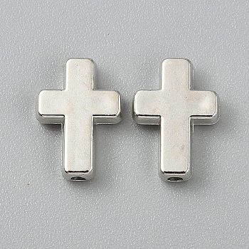 CCB Plastic Beads, Cross, Platinum, 13x9x3mm, Hole: 1.5mm