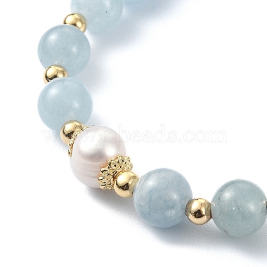 Natural Mixed Gemstone & Pearl Beaded Stretch Bracelet(BJEW-JB09360)-6