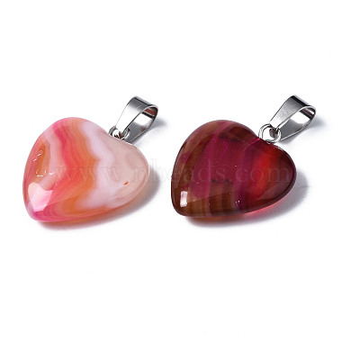 Natural Banded Agate/Striped Agate Pendants(G-T122-24A)-4