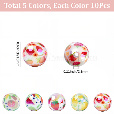 50Pcs 5 Styles Printed Opaque Acrylic Beads(MACR-SC0002-38)-2