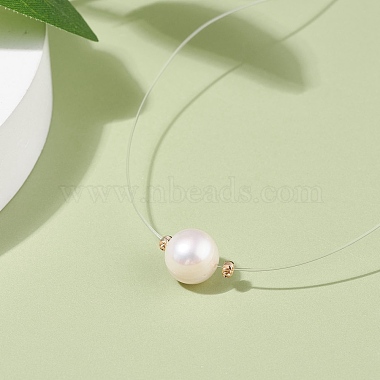Natural Pearl Pendant Necklace with Nylon Wire for Women(NJEW-JN03830)-3