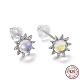 Rhodium Plated 925 Sterling Silver Sunflower Stud Earring Findings(EJEW-M202-03P)-1