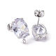 Brass Micro Pave Clear Cubic Zirconia Stud Earring Findings(X-KK-G420-18P)-2