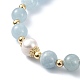 Natural Mixed Gemstone & Pearl Beaded Stretch Bracelet(BJEW-JB09360)-6