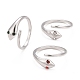 304 Stainless Steel Snake Wrap Open Cuff Ring with Rhinestone for Women(RJEW-E062-B02-P)-1
