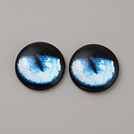 Glass Cabochons, Half Round/Dome with Eye Pattern, Deep Sky Blue, 30x7.5mm(GLAA-WH0033-75H-08)
