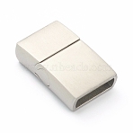 Tarnish Resistant 304 Stainless Steel Magnetic Clasps with Glue-in Ends, Rectangle, Stainless Steel Color, 19.5x12x5.5mm, Hole: 3x10mm(X-STAS-B017-03P)