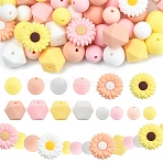 40Pcs Silicone Beads, Mixed Color, 12~15mm, Hole: 2mm(SIL-YW0001-66)