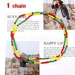 Glass Seed Rondelle Beaded Waist Beads, Boho Sexy Belly Chain, Colorful, 820mm(WGC6815-01)