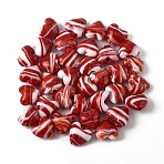 Handmade Lampwork Beads Strands, Heart, FireBrick, 14~16x14.5~15.5x9~10mm, Hole: 1.2~1.5mm, about 35pcs/strand, 18.11''(46cm)(LAMP-YW0002-02B)