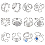 10Pcs 5 Styles 304 Stainless Steel Cuff Rings Components, Pad Ring Setting, Mixed Shapes, Stainless Steel Color, Tray: 3~8mm, 5~16.5mm, 2pcs/style(STAS-ME0003-25)