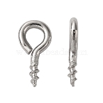Non-Tarnish 304 Stainless Steel Screw Eye Pin Peg Bails, For Half Drilled Beads, Stainless Steel Color, 8x4x1mm, Hole: 2mm(X-STAS-K171-52P-8x4mm)