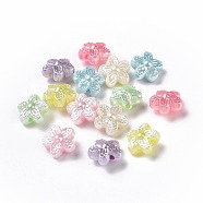 Imitation Pearl Acrylic Beads, Flower, Mixed Color, 10x10.5x6mm, Hole: 1.5mm(X-OACR-E013-28)