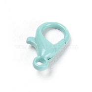 Baking Painted Alloy Lobster Claw Clasps, Pale Turquoise, 12x6.5x3.5mm, Hole: 1.4mm, about 20pcs/bag(PALLOY-TAC0001-03I)
