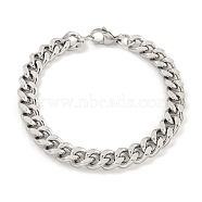 Non-Tarnish 201 Stainless Steel Cuban Link Chain Bracelets for Women and Men, Stainless Steel Color, 8-1/8 inch(20.5cm)(BJEW-F473-04P-02)