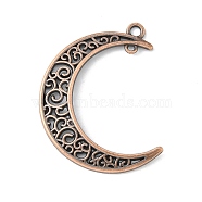 Tibetan Style Alloy Hollow Moon Links connectors, Cadmium Free & Nickel Free & Lead Free, Red Copper, 37x8x2mm, Hole: 1~3mm(X-TIBEP-5312-R-FF)