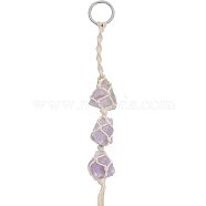 Natural Raw Amethyst Pendant Decoration, Cord Macrame Car Hanging Ornament, 320~330mm(HJEW-WH0043-18B)